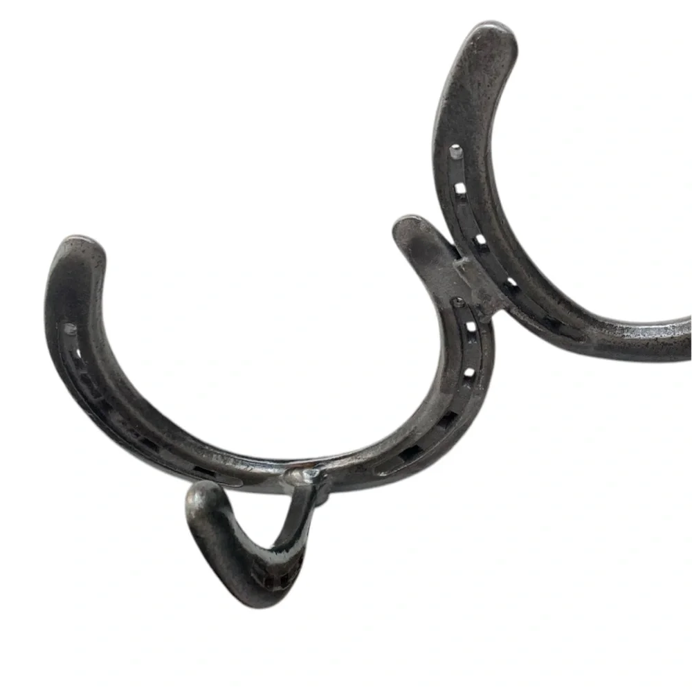 Iron Metal Horseshoe Wall Rack 2 Hook Coat Hat Storage Western Cowboy FIRM $